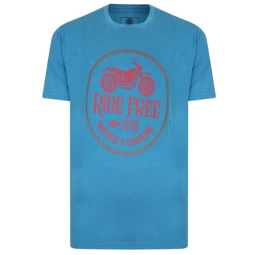 KAM Ride Free Print T-Shirt Turk Blue